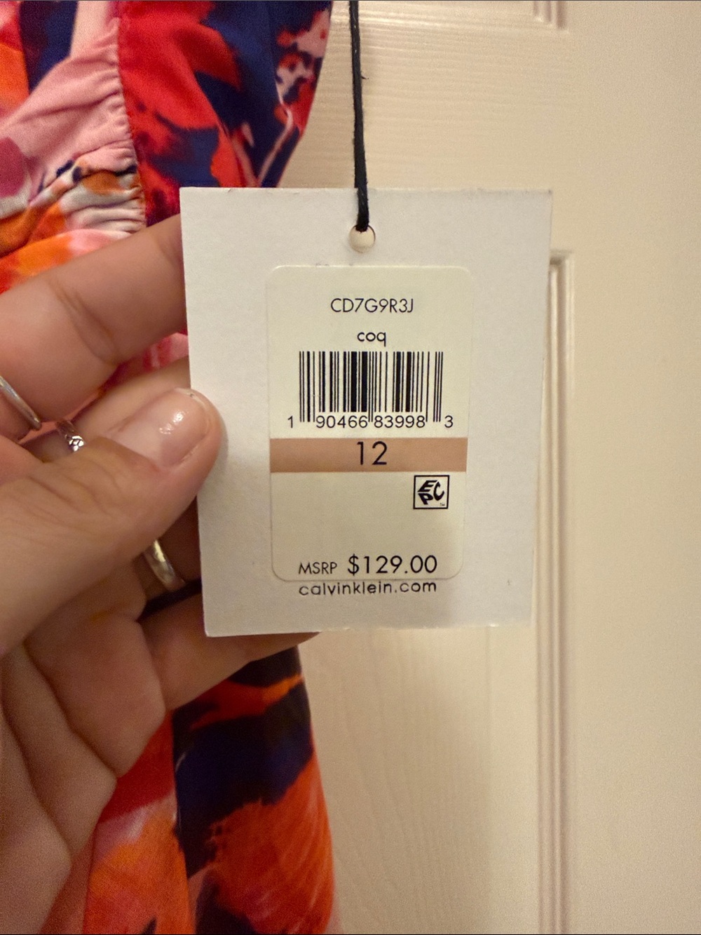 Calvin Klein Coral-Peach Floral Wrap Midi Dress - Picture 2 of 4